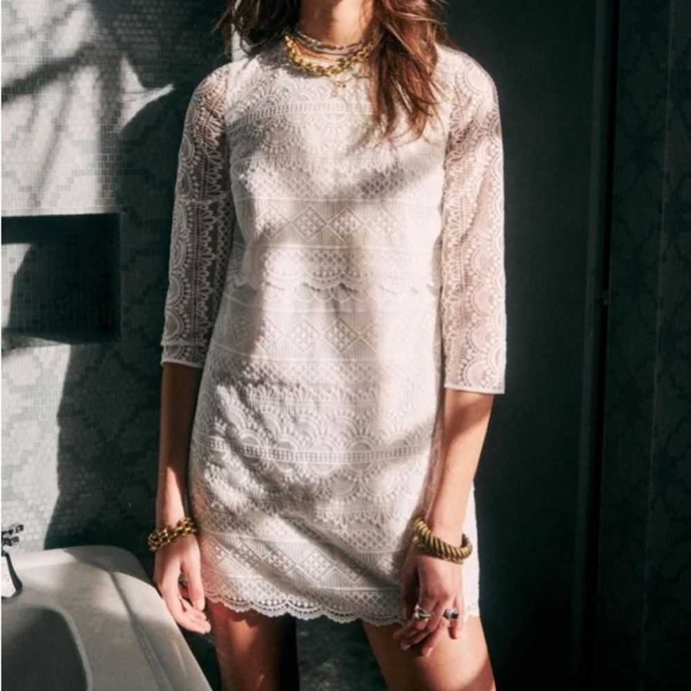 Sezane White Lace Dress